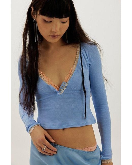 Intimately By Free People Blue A Little Bit Layering Top By