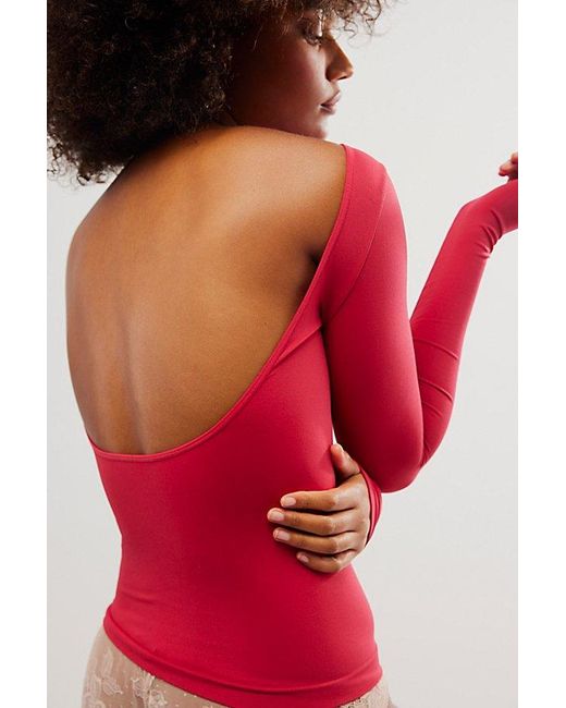 Intimately By Free People Red Low-back Seamless Long Sleeve Top