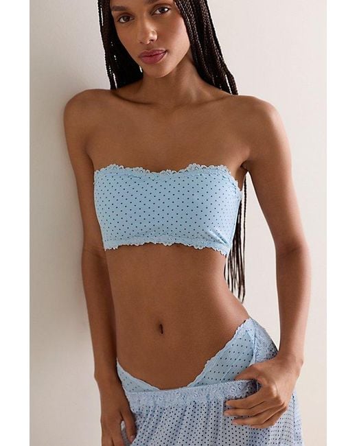 Intimately By Free People Blue Charlie Lace Microfiber Bandeau By