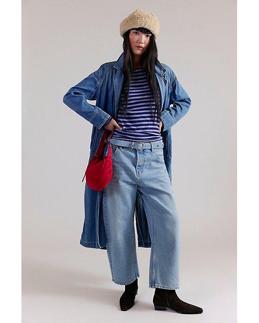 Free People Blue Most Loved Striped Long Sleeve