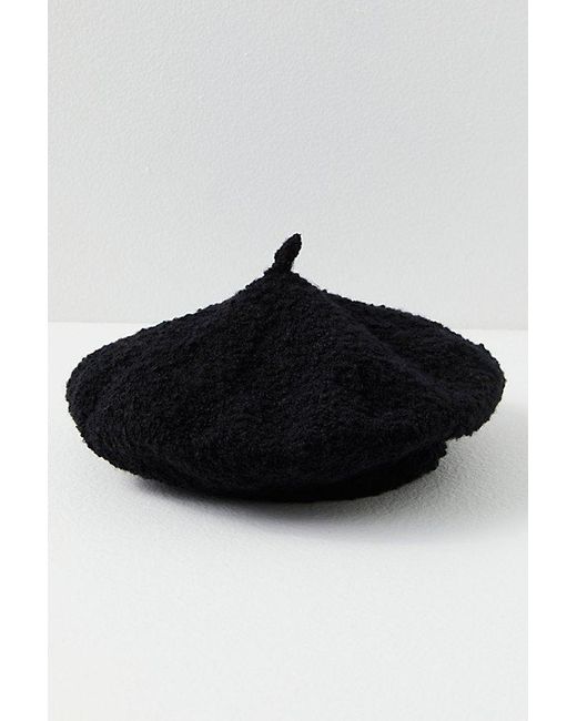 Free People Black Rainy Day Boucle Berets