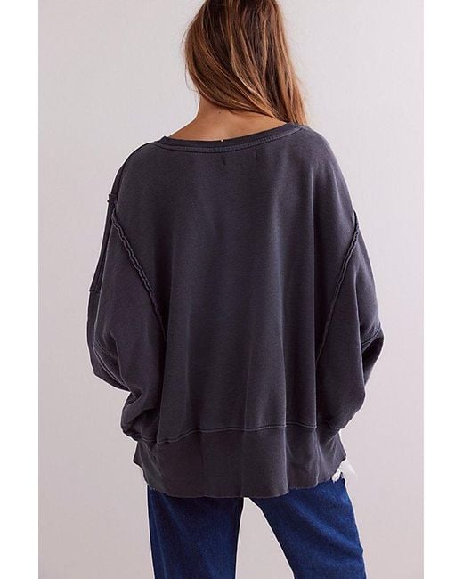 Free People Blue Camden Sweatshirt At Free People In Black, Size: Xs