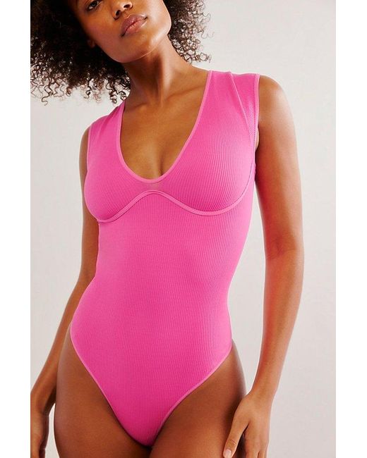 Free People Pink Meg Seamless Bodysuit
