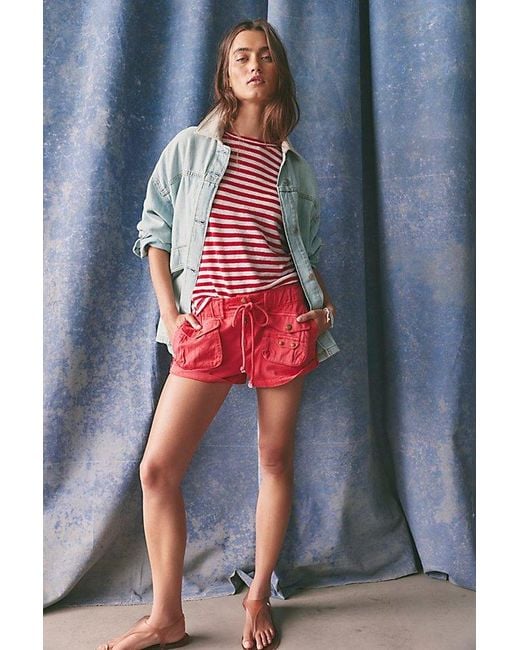 Free People Red Waimea Slouchy Shorts