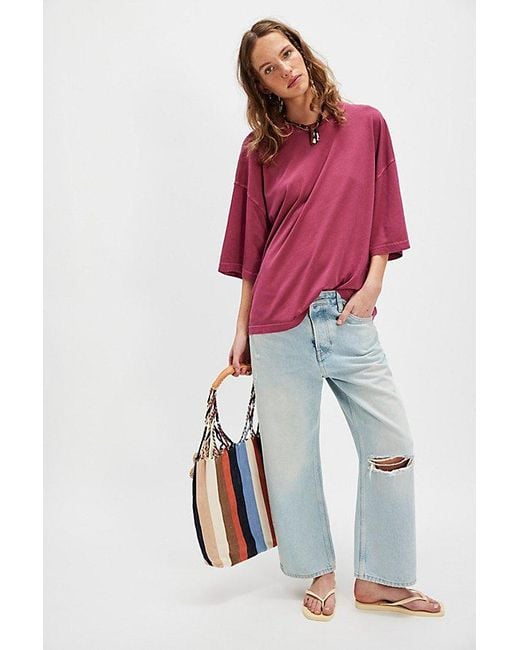 Free People Red Perfect Oversized Tee