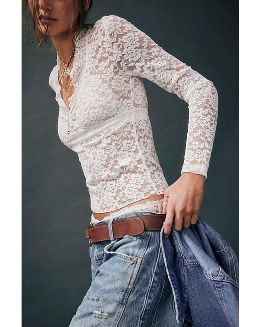 Intimately By Free People Purple All Day Lace Long Sleeve