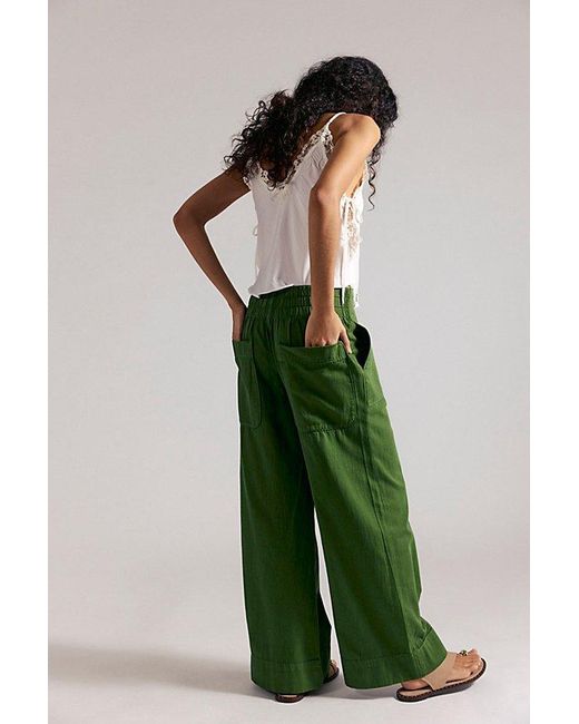 Free People Green Breezy Denim Pull-On Jeans