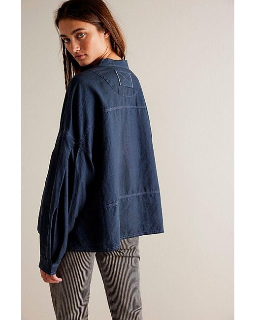 Free People Blue We The Free Jude Linen Shirt