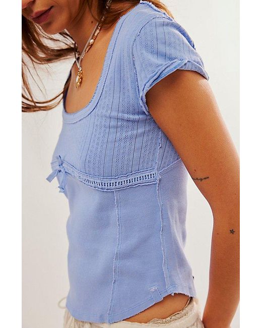 Free People Blue We The Free Love Letter Tee