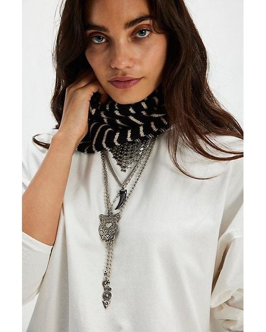 Free People Black Essential Triangle Striped Scarf