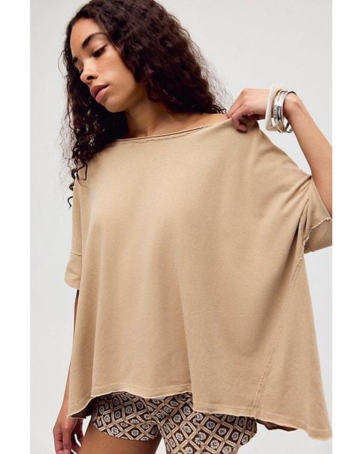 Free People Natural Rex Oversized Cotton Tee