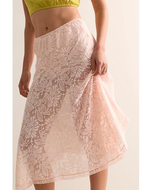 Intimately By Free People Pink Sheer Emotion Midi Slip Skirt By