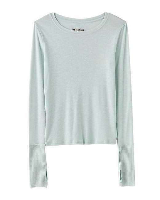 Free People White Tinsley Long Sleeve Top