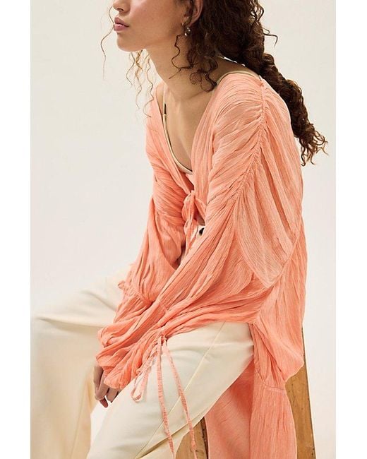 Free People White Juliet Sheer Tie-Front Duster Top