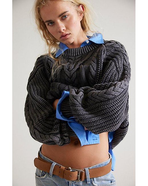 Free People Black Frankie Cable Jumper