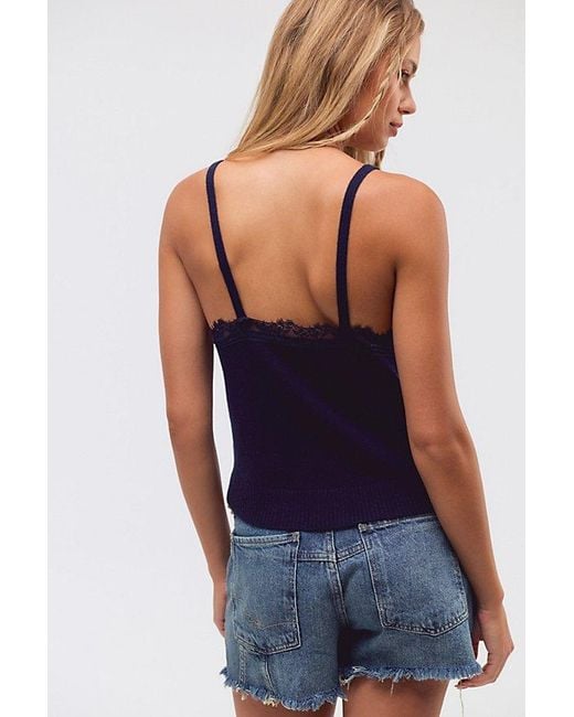 Free People Blue Lace Cashmere Tank Top