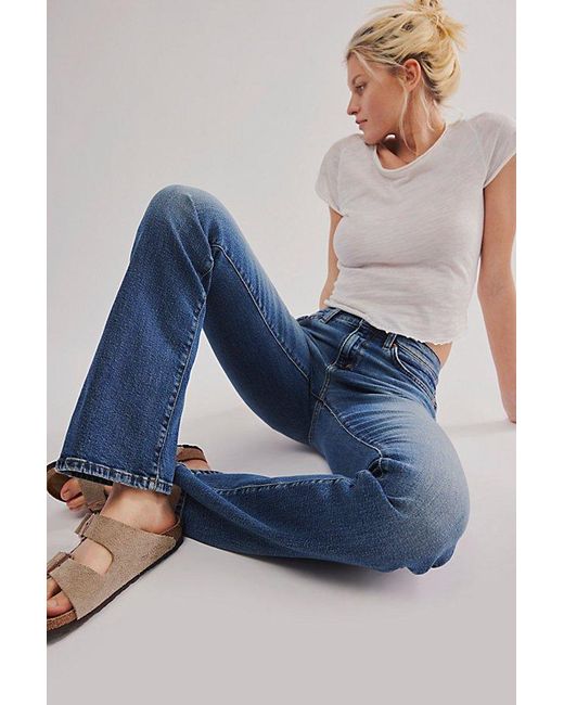 Re/done Blue Mid-Rise Baby Boot Jeans