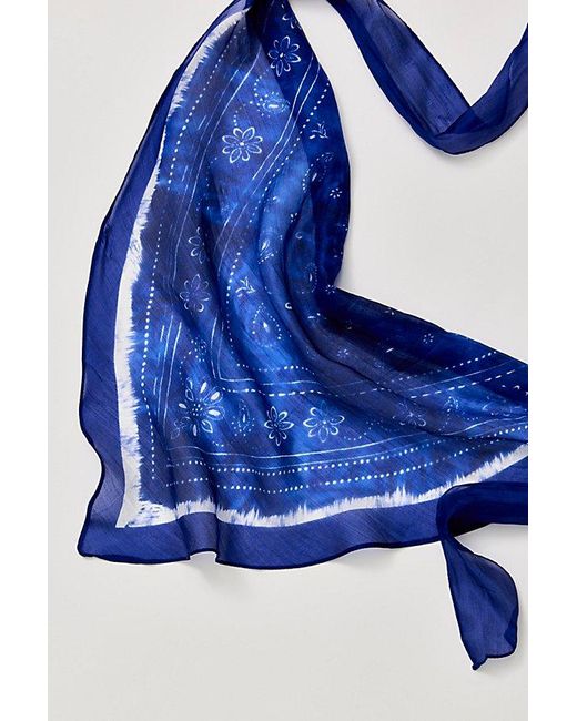 Free People Blue Bridgette Silk Hair Scarf