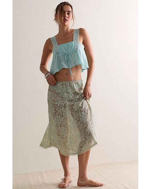 Intimately By Free People Multicolor Sheer Emotion Midi Slip Skirt By
