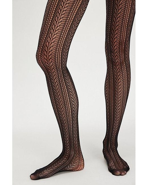 Free People Black Chevron Lace Tights