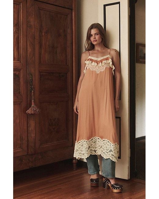 Intimately By Free People Brown Sweet Heirloom Maxi Slip Dress By