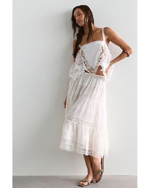 Free People White Chloe Embroidered Tank