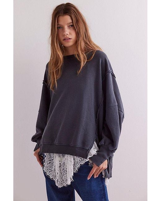 Free People Blue Camden Sweatshirt At Free People In Black, Size: Xs