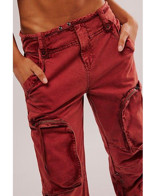 Free People Red Can't Compare Slouch Pants