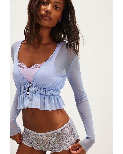 Only Hearts Blue Tulle Ruched Cardi By
