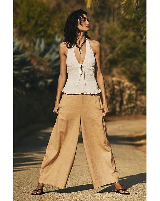 free-est Natural Khloe Smocked Halter Top By