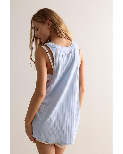 Intimately By Free People Green End Game Pointelle Lounge Tank Top By