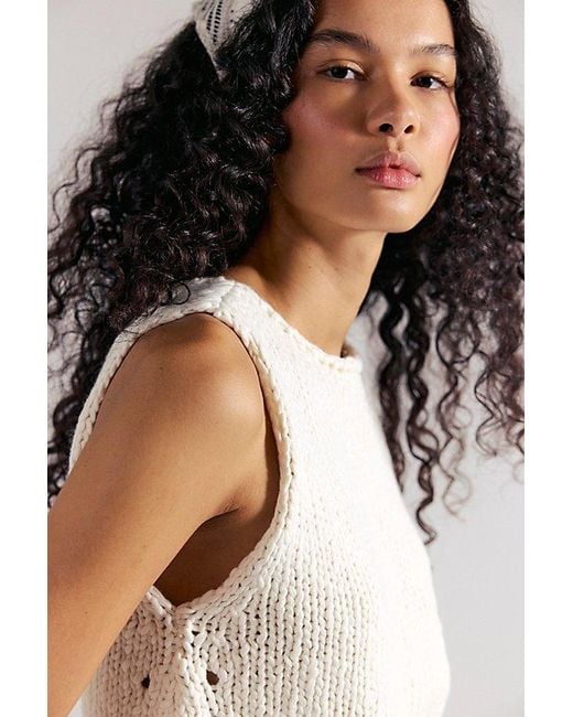 Free People White Opal Knit Tank Top