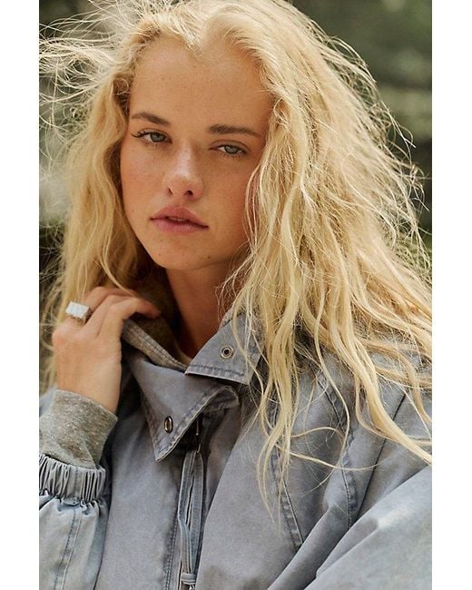 Free People Blue Chelsea Funnel-Neck Jacket