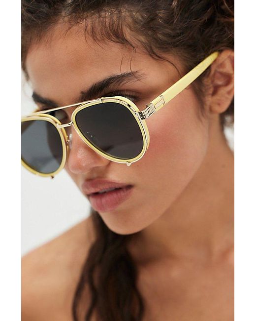 Free People Black Wesley Oversized Aviator Sunglasses