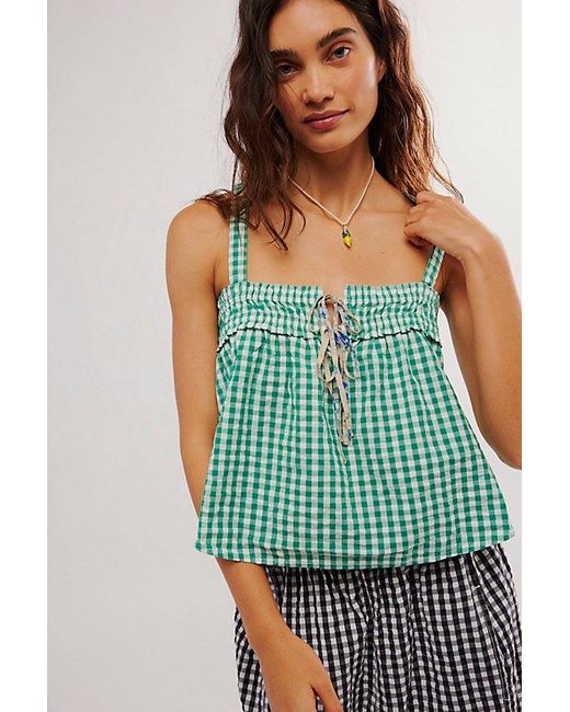 Free People Green Picnic Party Top
