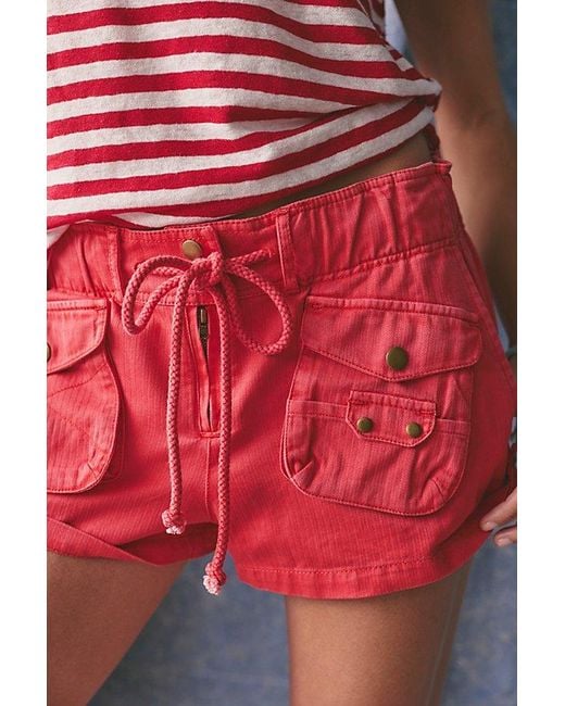 Free People Red Waimea Slouchy Shorts