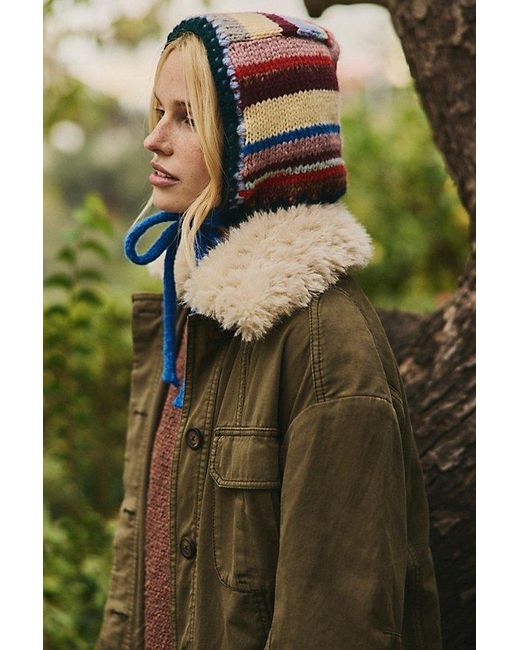 Free People Green Evie Multi Stripe Bonnet