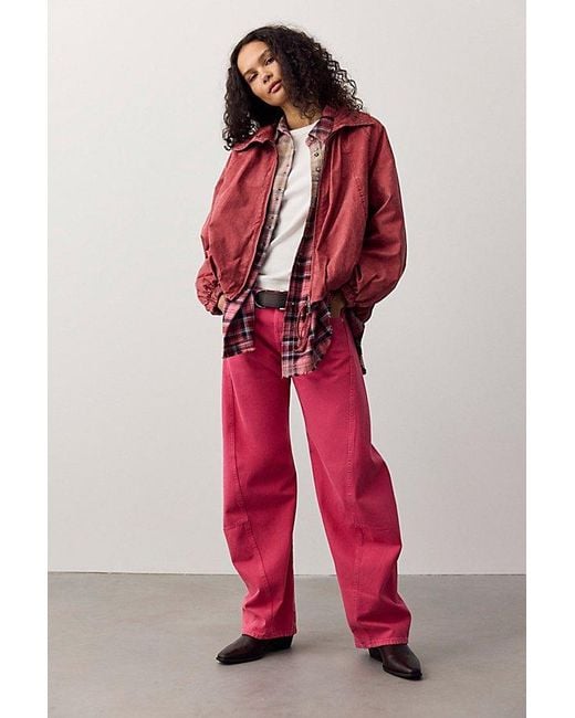 Free People Red Fable Low-Rise Twisted Bowed Jeans
