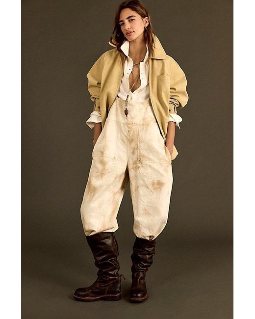Free People Natural Felix Denim Dungarees