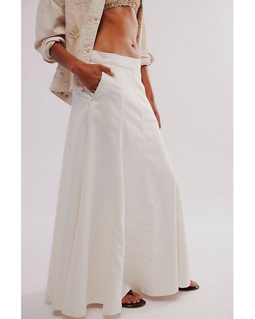 Free People White We The Free Catch The Sun Denim Maxi Skirt