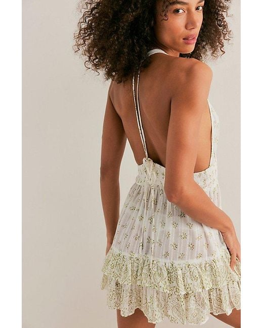Intimately By Free People Brown Happy Hour Printed Mini Slip By
