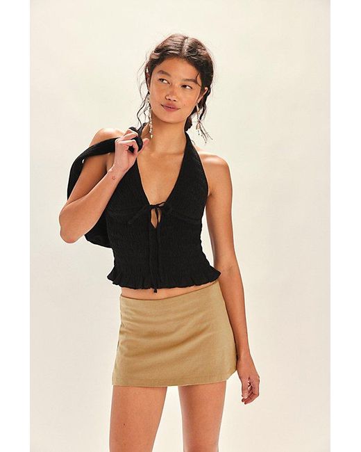 free-est Black Khloe Smocked Halter Top By