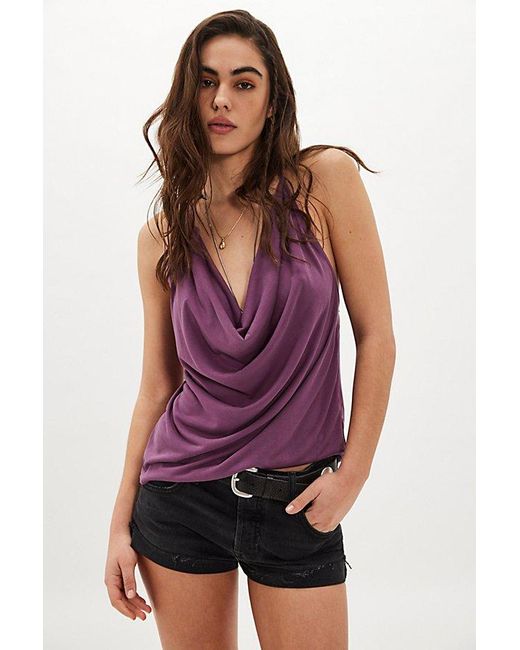 Free People Purple Veda Cowl-Neck Cami