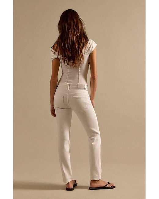 Free People Natural Oracle Low-Rise Slim Straight Jeans