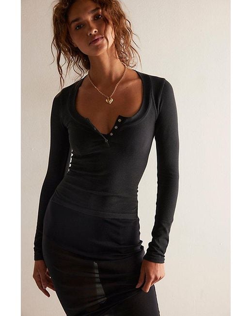 Free People Black Wide Awake Layering Top