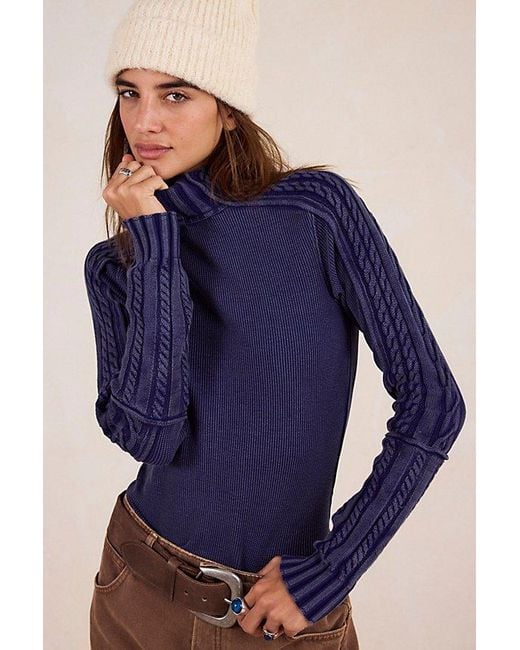 Free People Blue Breezy Swit Top