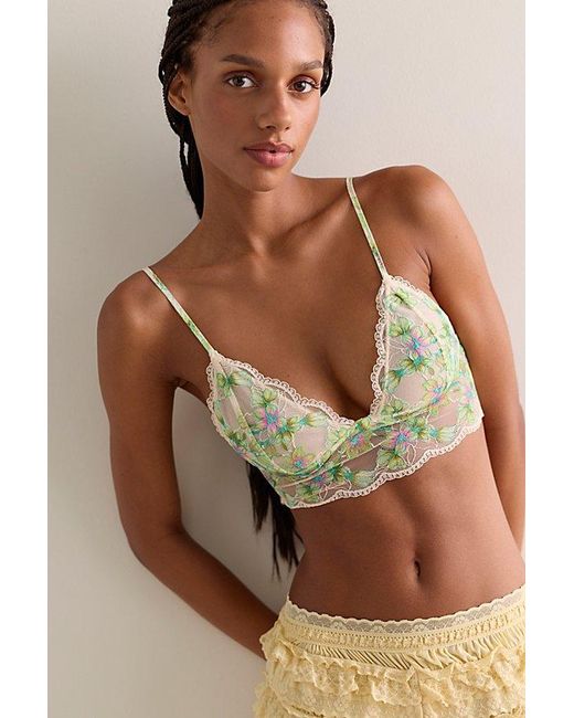 Intimately By Free People Brown Printed Lace Longline Triangle Bralette By