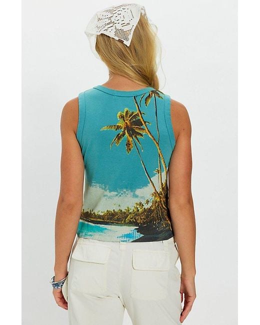 Daydreamer Blue Beach Photo Shrunken Tank Top