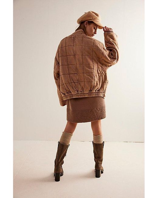 Free People Brown Dolman Quilted Knit Jacket