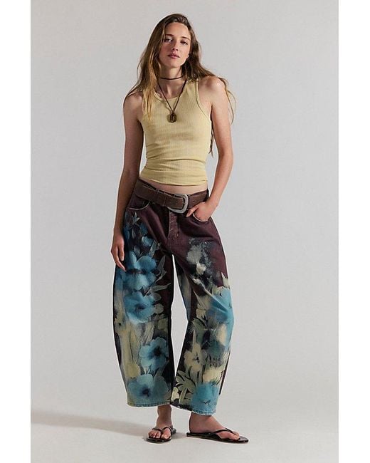 Free People Multicolor Good Luck Printed Barrel Jeans